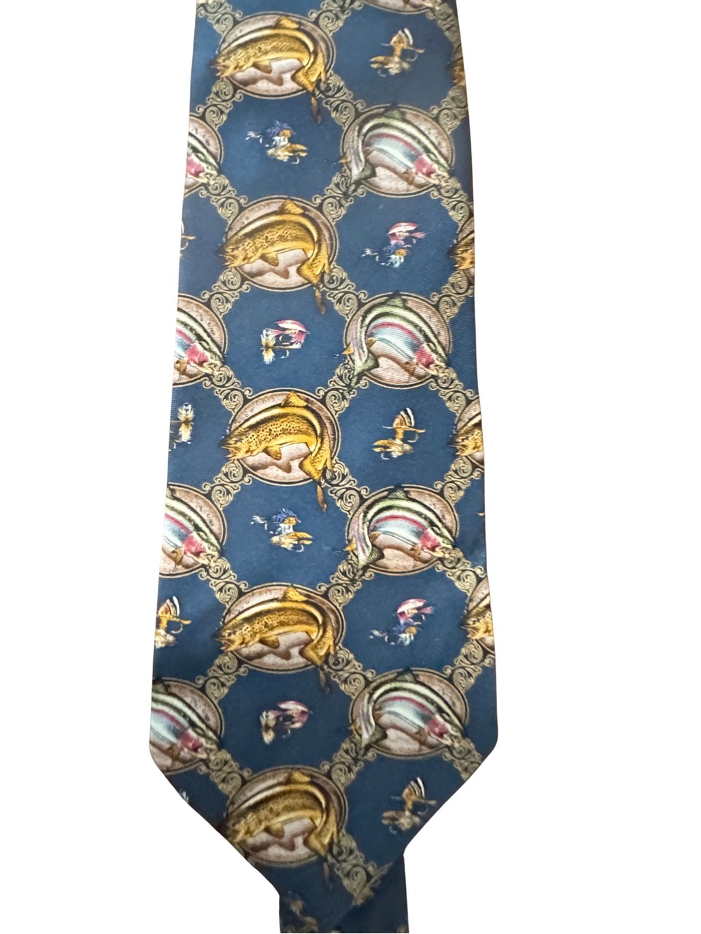 Vtg Y2K 100% Silk Fish Tie